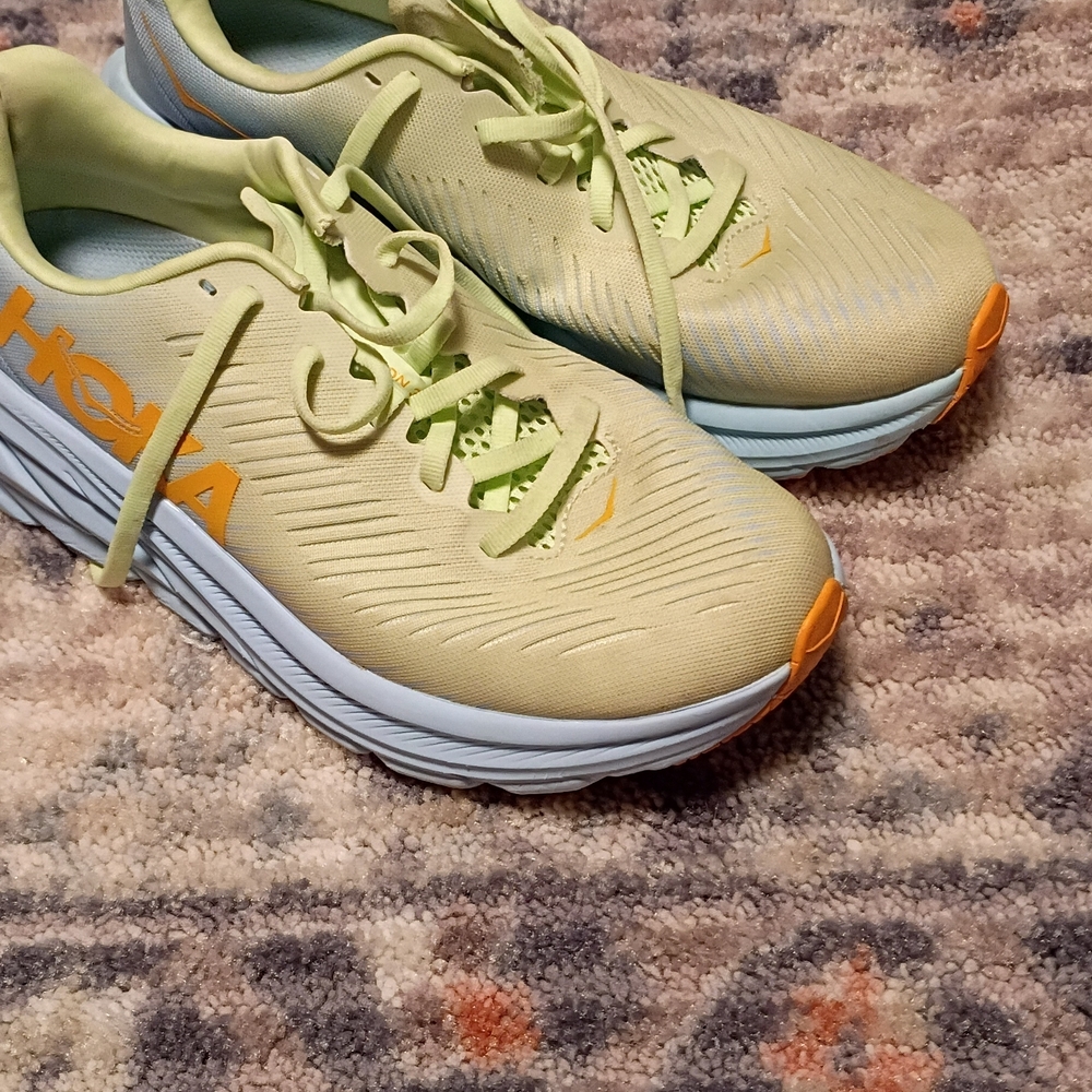 Hoka One One Lime and Cream Running Shoes